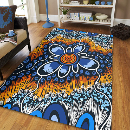 Australia Aboriginal Area Rug - Aboriginal Flowers Art Area Rug Australia Aboriginal Area Rug - Aboriginal Flowers Art Area Rug