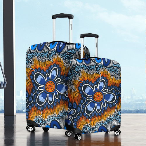 Australia Aboriginal Luggage Cover - Aboriginal Flowers Art Luggage Cover Australia Aboriginal Luggage Cover - Aboriginal Flowers Art Luggage Cover