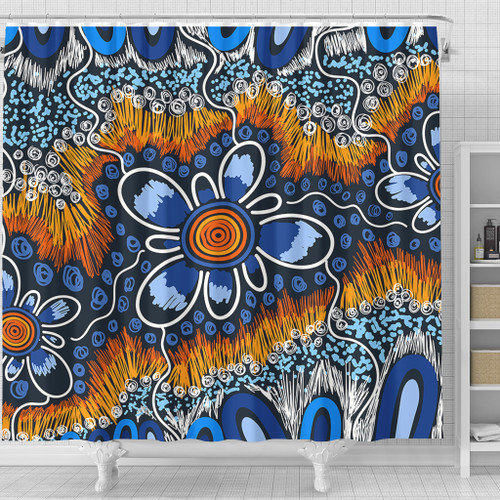 Australia Aboriginal Shower Curtain - Aboriginal Flowers Art Shower Curtain