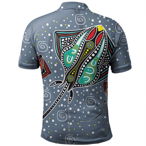 Australia Aboriginal Polo Shirt - Stingray Art In Aboriginal Dot Style Polo Shirt Australia Aboriginal Polo Shirt - Stingray Art In Aboriginal Dot Style Polo Shirt