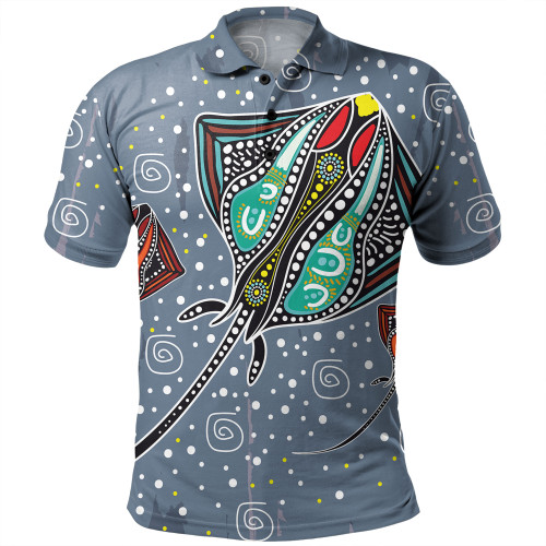 Australia Aboriginal Polo Shirt - Stingray Art In Aboriginal Dot Style Polo Shirt