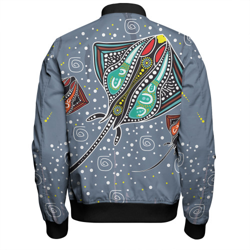 Australia Aboriginal Bomber Jacket - Stingray Art In Aboriginal Dot Style Bomber Jacket Australia Aboriginal Bomber Jacket - Stingray Art In Aboriginal Dot Style Bomber Jacket