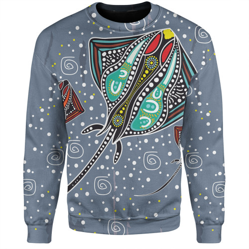 Australia Aboriginal Sweatshirt - Stingray Art In Aboriginal Dot Style Sweatshirt