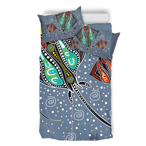 Australia Aboriginal Bedding Set - Stingray Art In Aboriginal Dot Style Bedding Set Australia Aboriginal Bedding Set - Stingray Art In Aboriginal Dot Style Bedding Set