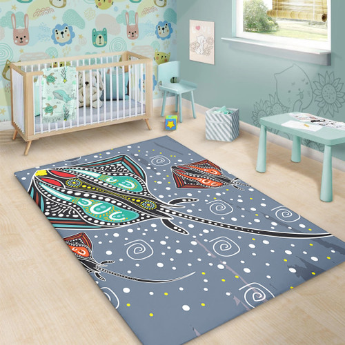 Australia Aboriginal Area Rug - Stingray Art In Aboriginal Dot Style Area Rug Australia Aboriginal Area Rug - Stingray Art In Aboriginal Dot Style Area Rug