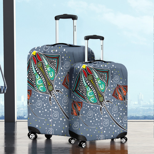 Australia Aboriginal Luggage Cover - Stingray Art In Aboriginal Dot Style Luggage Cover Australia Aboriginal Luggage Cover - Stingray Art In Aboriginal Dot Style Luggage Cover