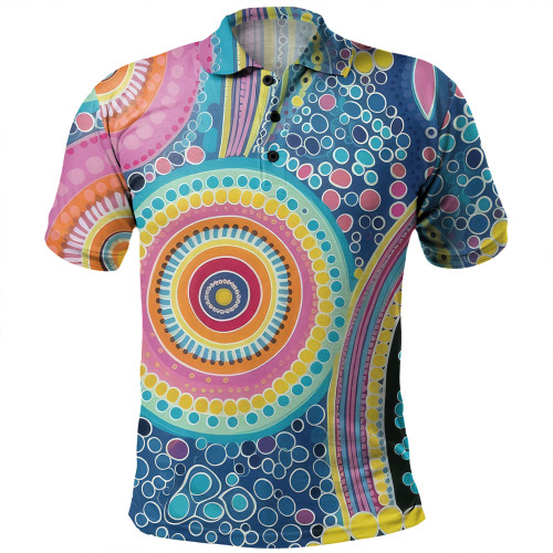 Australia Aboriginal Polo Shirt - Dots Pattern And Vivid Pastel Colours Polo Shirt