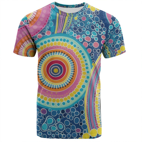 Australia Aboriginal T-shirt - Dots Pattern And Vivid Pastel Colours T-shirt