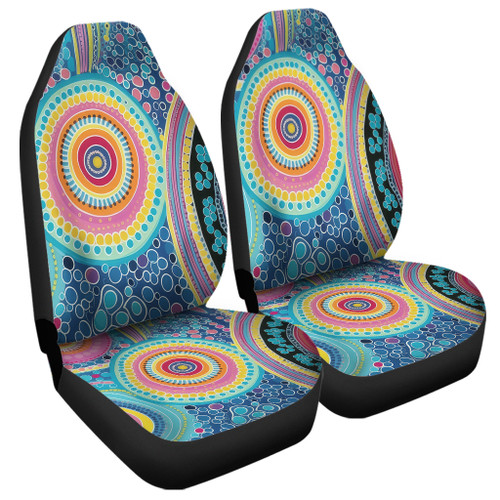 Australia Aboriginal Car Seat Covers - Dots Pattern And Vivid Pastel Colours Car Seat Covers Australia Aboriginal Car Seat Covers - Dots Pattern And Vivid Pastel Colours Car Seat Covers