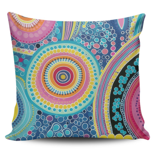Australia Aboriginal Pillow Covers - Dots Pattern And Vivid Pastel Colours Pillow Covers