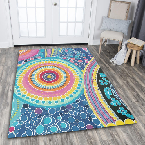 Australia Aboriginal Area Rug - Dots Pattern And Vivid Pastel Colours Area Rug Australia Aboriginal Area Rug - Dots Pattern And Vivid Pastel Colours Area Rug
