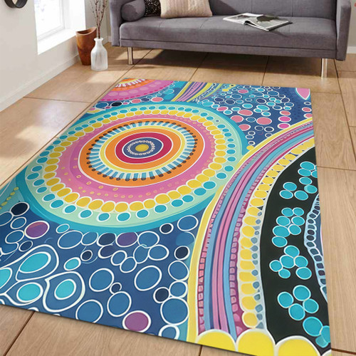 Australia Aboriginal Area Rug - Dots Pattern And Vivid Pastel Colours Area Rug Australia Aboriginal Area Rug - Dots Pattern And Vivid Pastel Colours Area Rug