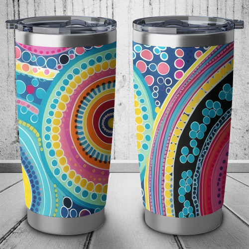 Australia Aboriginal Tumbler - Dots Pattern And Vivid Pastel Colours Tumbler Australia Aboriginal Tumbler - Dots Pattern And Vivid Pastel Colours Tumbler