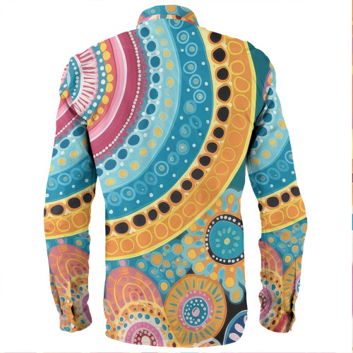 Australia Aboriginal Long Sleeve Shirts - Colorful Pattern And Dots Art Long Sleeve Shirts Australia Aboriginal Long Sleeve Shirts - Colorful Pattern And Dots Art Long Sleeve Shirts