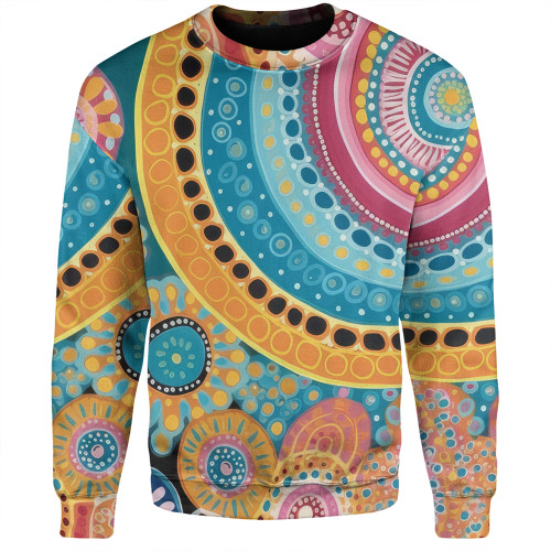 Australia Aboriginal Sweatshirt - Colorful Pattern And Dots Art Sweatshirt