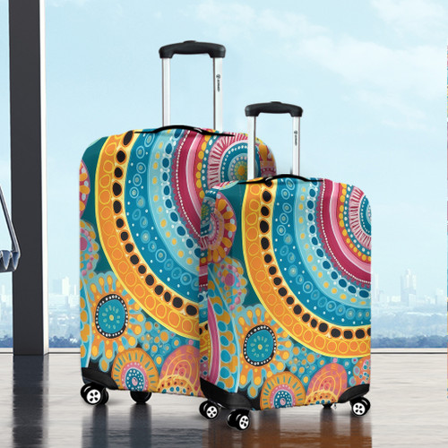 Australia Aboriginal Luggage Cover - Colorful Pattern And Dots Art Luggage Cover Australia Aboriginal Luggage Cover - Colorful Pattern And Dots Art Luggage Cover