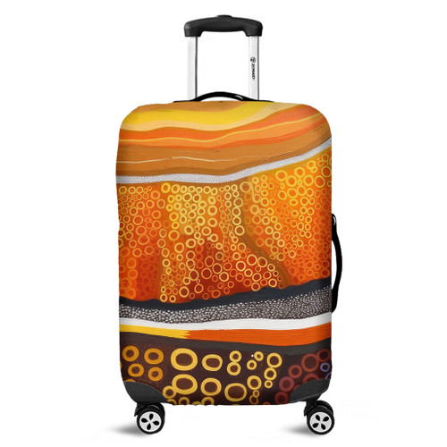 Australia Aboriginal Luggage Cover - Abstract Theme Of Australian Indigenous Aboriginal Art Luggage Cover