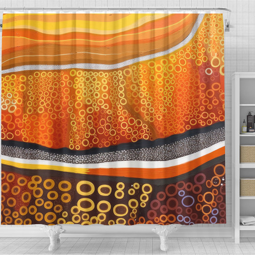 Australia Aboriginal Shower Curtain - Abstract Theme Of Australian Indigenous Aboriginal Art Shower Curtain Australia Aboriginal Shower Curtain - Abstract Theme Of Australian Indigenous Aboriginal Art Shower Curtain