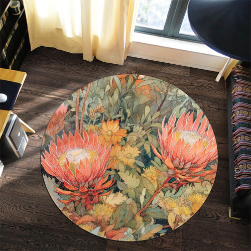 Australia Waratah Round Rug - Australian Waratahs Round Rug Australia Waratah Round Rug - Australian Waratahs Round Rug