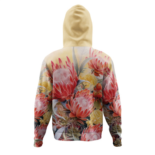 Australia Waratah Hoodie - Yellow Orange Waratah Flowers Art Hoodie Australia Waratah Hoodie - Yellow Orange Waratah Flowers Art Hoodie