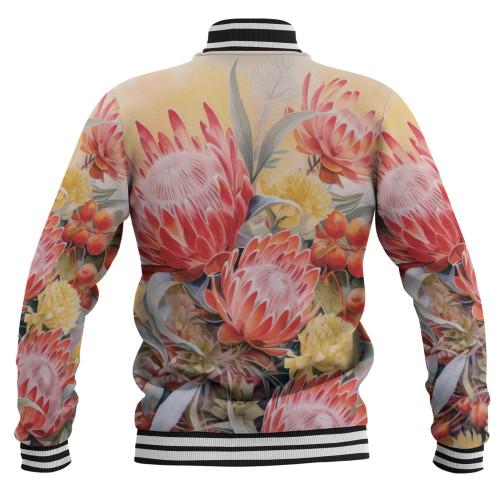 Australia Waratah Baseball Jacket - Yellow Orange Waratah Flowers Art Baseball Jacket Australia Waratah Baseball Jacket - Yellow Orange Waratah Flowers Art Baseball Jacket