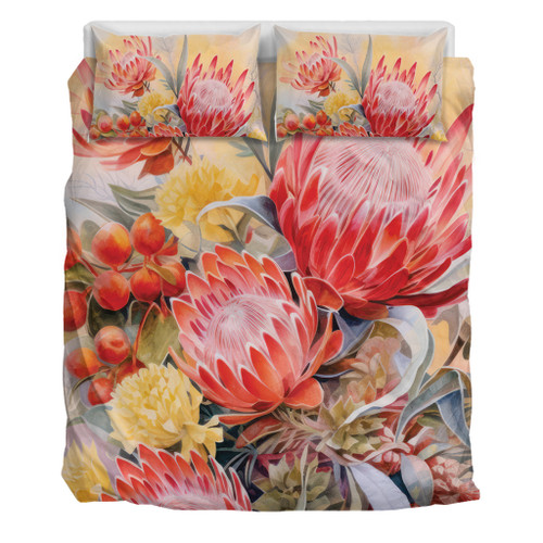 Australia Waratah Bedding Set - Yellow Orange Waratah Flowers Art Bedding Set Australia Waratah Bedding Set - Yellow Orange Waratah Flowers Art Bedding Set