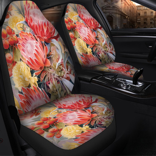 Australia Waratah Car Seat Covers - Yellow Orange Waratah Flowers Art Car Seat Covers Australia Waratah Car Seat Covers - Yellow Orange Waratah Flowers Art Car Seat Covers