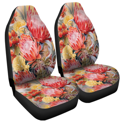 Australia Waratah Car Seat Covers - Yellow Orange Waratah Flowers Art Car Seat Covers Australia Waratah Car Seat Covers - Yellow Orange Waratah Flowers Art Car Seat Covers