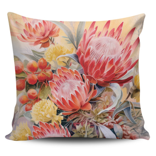 Australia Waratah Pillow Covers - Yellow Orange Waratah Flowers Art Pillow Covers