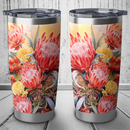Australia Waratah Tumbler - Yellow Orange Waratah Flowers Art Tumbler Australia Waratah Tumbler - Yellow Orange Waratah Flowers Art Tumbler