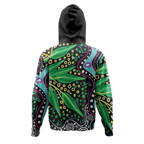 Australia Wattle Leaves Hoodie - Aboriginal Dot Art And Wattle Leaves Hoodie Australia Wattle Leaves Hoodie - Aboriginal Dot Art And Wattle Leaves Hoodie