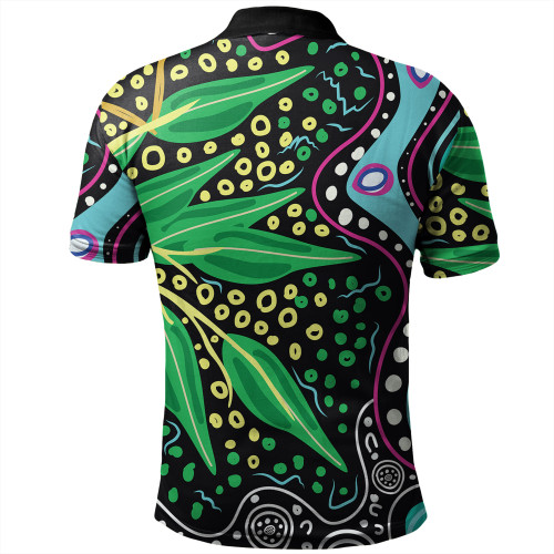 Australia Wattle Leaves Polo Shirt - Aboriginal Dot Art And Wattle Leaves Polo Shirt Australia Wattle Leaves Polo Shirt - Aboriginal Dot Art And Wattle Leaves Polo Shirt