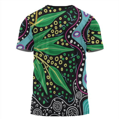 Australia Wattle Leaves T-shirt - Aboriginal Dot Art And Wattle Leaves T-shirt Australia Wattle Leaves T-shirt - Aboriginal Dot Art And Wattle Leaves T-shirt