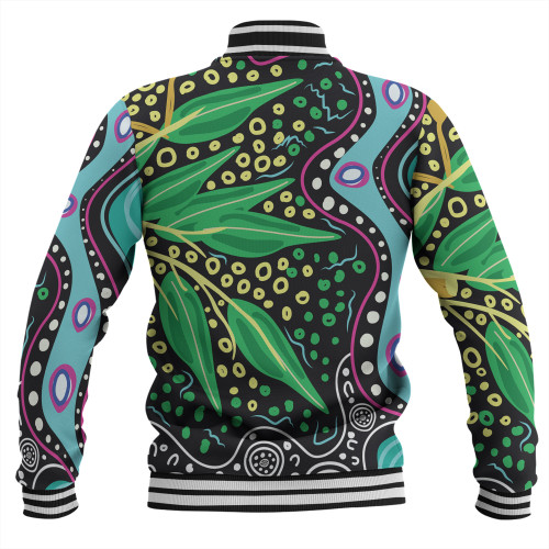 Australia Wattle Leaves Baseball Jacket - Aboriginal Dot Art And Wattle Leaves Baseball Jacket Australia Wattle Leaves Baseball Jacket - Aboriginal Dot Art And Wattle Leaves Baseball Jacket