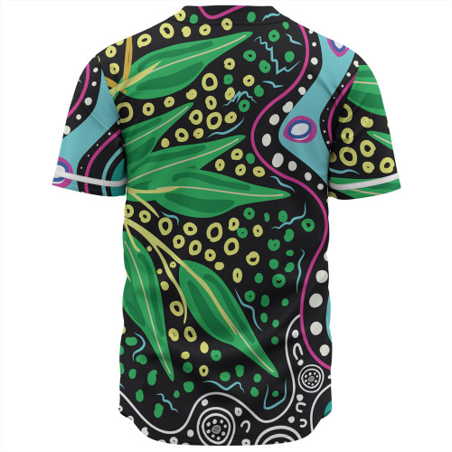 Australia Wattle Leaves Baseball Shirt - Aboriginal Dot Art And Wattle Leaves Baseball Shirt Australia Wattle Leaves Baseball Shirt - Aboriginal Dot Art And Wattle Leaves Baseball Shirt