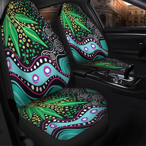 Australia Wattle Leaves Car Seat Covers - Aboriginal Dot Art And Wattle Leaves Car Seat Covers Australia Wattle Leaves Car Seat Covers - Aboriginal Dot Art And Wattle Leaves Car Seat Covers
