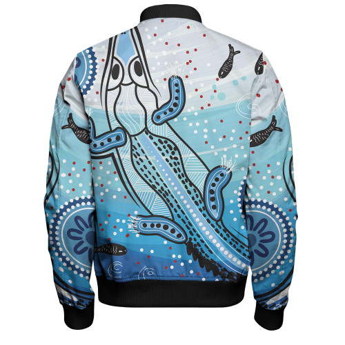Australia Crocodile Bomber Jacket - Aboriginal Dot Artwork With Crocodile Bomber Jacket Australia Crocodile Bomber Jacket - Aboriginal Dot Artwork With Crocodile Bomber Jacket