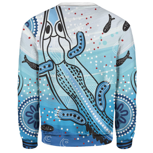 Australia Crocodile Sweatshirt - Aboriginal Dot Artwork With Crocodile Sweatshirt Australia Crocodile Sweatshirt - Aboriginal Dot Artwork With Crocodile Sweatshirt