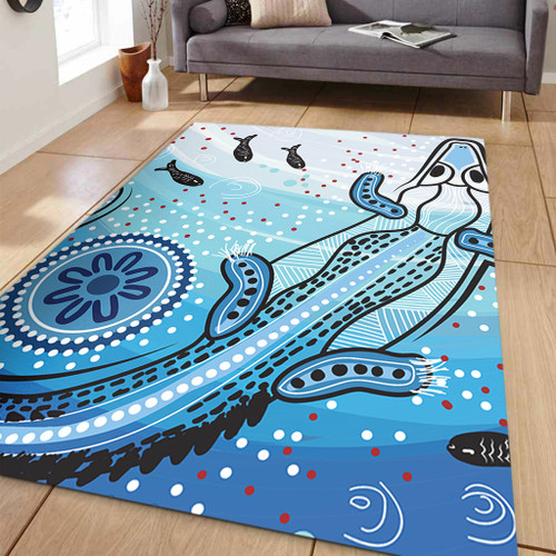 Australia Crocodile Area Rug - Aboriginal Dot Artwork With Crocodile Area Rug Australia Crocodile Area Rug - Aboriginal Dot Artwork With Crocodile Area Rug
