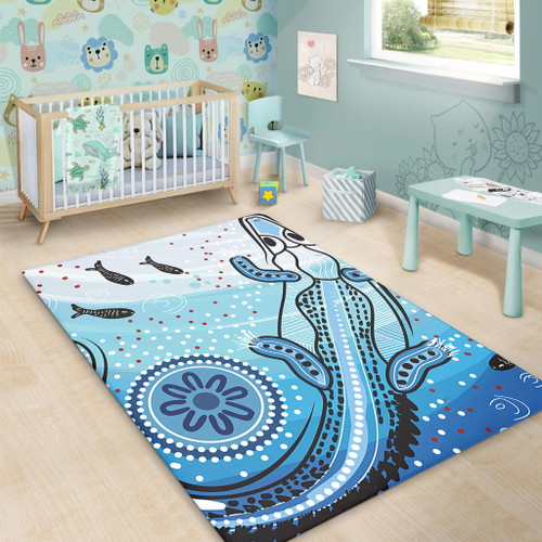 Australia Crocodile Area Rug - Aboriginal Dot Artwork With Crocodile Area Rug Australia Crocodile Area Rug - Aboriginal Dot Artwork With Crocodile Area Rug