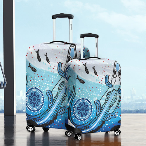 Australia Crocodile Luggage Cover - Aboriginal Dot Artwork With Crocodile Luggage Cover Australia Crocodile Luggage Cover - Aboriginal Dot Artwork With Crocodile Luggage Cover