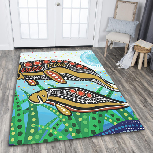 Australia Aboriginal Area Rug - Dugong Aboriginal Artwork With Mother And Baby
 Area Rug Australia Aboriginal Area Rug - Dugong Aboriginal Artwork With Mother And Baby
 Area Rug