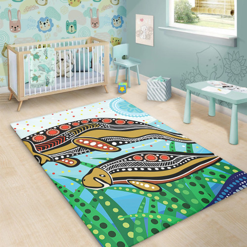 Australia Aboriginal Area Rug - Dugong Aboriginal Artwork With Mother And Baby
 Area Rug Australia Aboriginal Area Rug - Dugong Aboriginal Artwork With Mother And Baby
 Area Rug