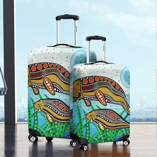 Australia Aboriginal Luggage Cover - Dugong Aboriginal Artwork With Mother And Baby
 Luggage Cover Australia Aboriginal Luggage Cover - Dugong Aboriginal Artwork With Mother And Baby
 Luggage Cover