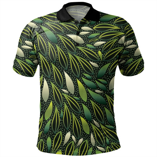 Australia Aboriginal Polo Shirt - Green Bush Leaves Seamless Polo Shirt