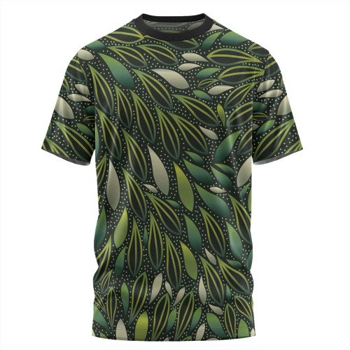 Australia Aboriginal T-shirt - Green Bush Leaves Seamless T-shirt