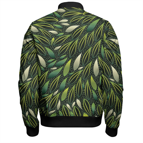 Australia Aboriginal Bomber Jacket - Green Bush Leaves Seamless Bomber Jacket Australia Aboriginal Bomber Jacket - Green Bush Leaves Seamless Bomber Jacket