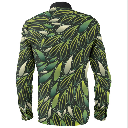 Australia Aboriginal Long Sleeve Shirts - Green Bush Leaves Seamless Long Sleeve Shirts