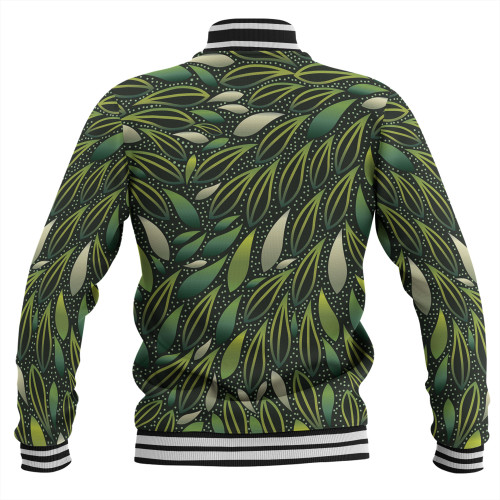 Australia Aboriginal Baseball Jacket - Green Bush Leaves Seamless Baseball Jacket Australia Aboriginal Baseball Jacket - Green Bush Leaves Seamless Baseball Jacket