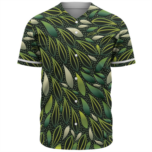 Australia Aboriginal Baseball Shirt - Green Bush Leaves Seamless Baseball Shirt